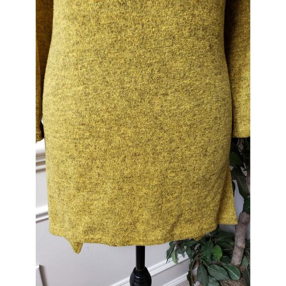 Coco Bianco Sweater Women's XL Yellow Knit Cowl Neck Asymmetrical Slit Hem - Picture 8 of 12